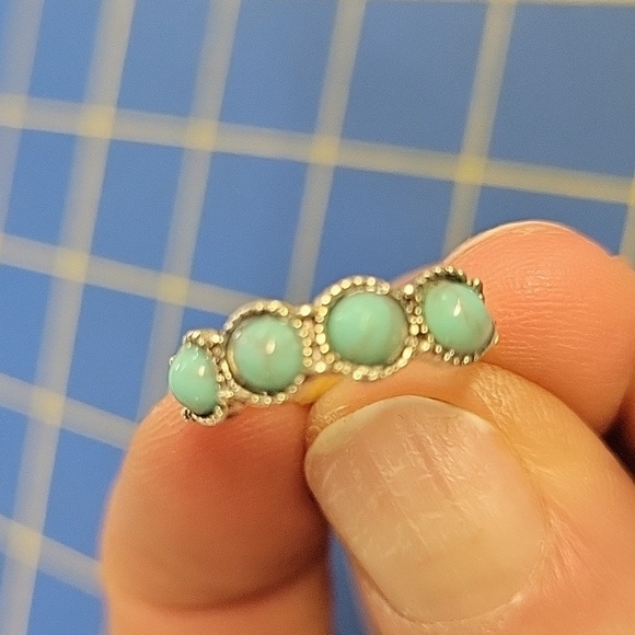 Turquoise Stone Silver Tone Ring - Picture 3 of 3